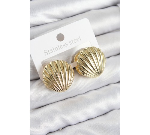 Pirinç İstiridye Model Gold Renk Kadın Küpe - TJ-BKP11014