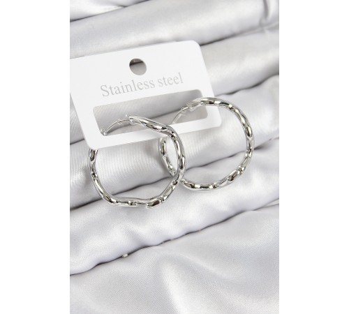 Pirinç Halka Model Gümüş Renk Kadın Küpe - TJ-BKP11015