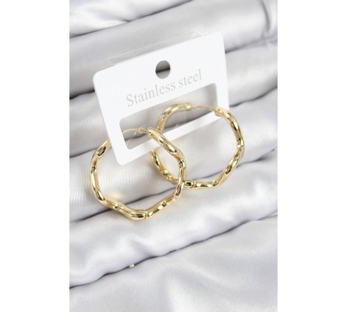 Pirinç Halka Model Gold Renk Kadın Küpe - TJ-BKP11016