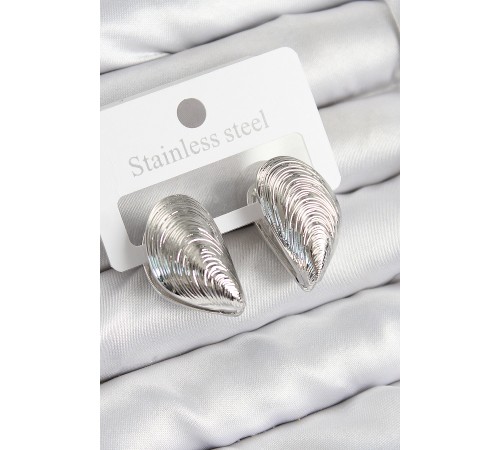 Pirinç İstiridye Model Gümüş Renk Kadın Küpe - TJ-BKP11017