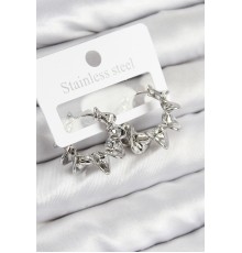 Pirinç Kıvrımlı Halka Model Gümüş Renk Kadın Küpe - TJ-BKP11019