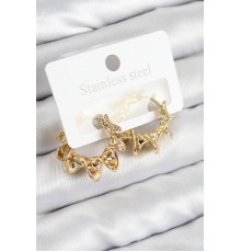 Pirinç Kıvrımlı Halka Model Gold Renk Kadın Küpe - TJ-BKP11020