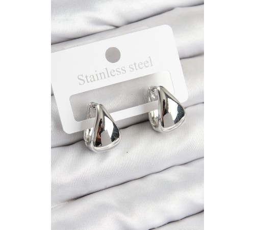 Pirinç Halka Model Gümüş Renk Kadın Küpe - TJ-BKP11021