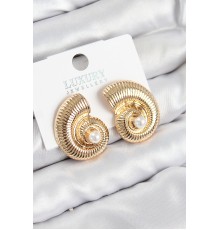 Pirinç İnci Detaylı Girdap Model Gold Renk Kadın Küpe - TJ-BKP11032