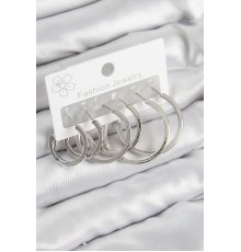 Pirinç Halka Model Gümüş Renk Kadın Set Küpe - TJ-BKP11038