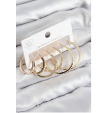 Pirinç Halka Model Gold Renk Kadın Set Küpe - TJ-BKP11039