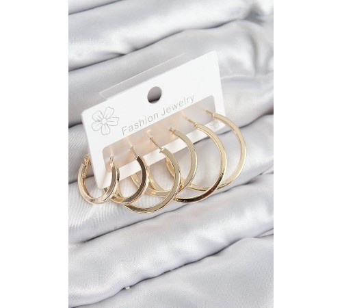 Pirinç Halka Model Gold Renk Kadın Set Küpe - TJ-BKP11039