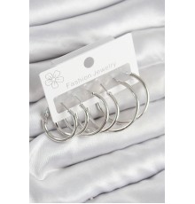 Pirinç Halka Model Gümüş Renk Kadın Set Küpe - TJ-BKP11044