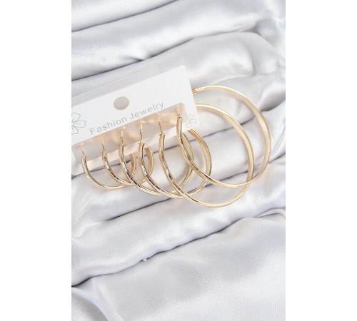 Pirinç Halka Model Gold Renk Kadın Set Küpe - TJ-BKP11047
