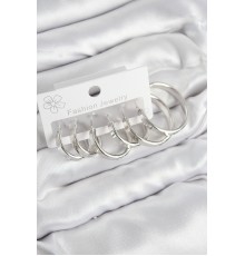 Pirinç Halka Model Gümüş Renk Kadın Set Küpe - TJ-BKP11048