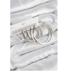 Pirinç Halka Model Gümüş Renk Kadın Set Küpe - TJ-BKP11050