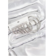 Pirinç Halka Model Gümüş Renk Kadın Set Küpe - TJ-BKP11052