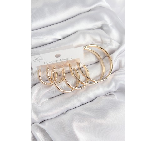 Pirinç Halka Model Gold Renk Kadın Set Küpe - TJ-BKP11055