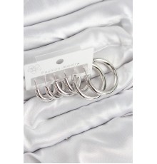 Pirinç Halka Model Gümüş Renk Kadın Set Küpe - TJ-BKP11056