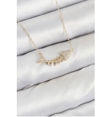 Pirinç Zirkon Taşlı Balık Kılçığı Model Gold Renk Kadın Kolye - TJ-BKO10412