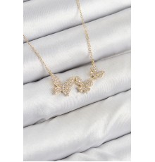 Pirinç Zirkon Taşlı Model Gold Renk Kadın Kolye - TJ-BKO10424