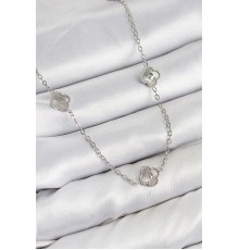 316L Çelik Yonca Model Gümüş Renk Kadın Kolye - TJ-BKO10431