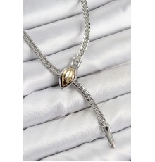 Pirinç Asansörlü Yılan Model Gümüş Renk Kadın Kolye - TJ-BKO10432