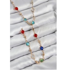 Pirinç Renkli Zirkon Taşlı Model Gold Renk Kadın Y Kolye - TJ-BKO10434