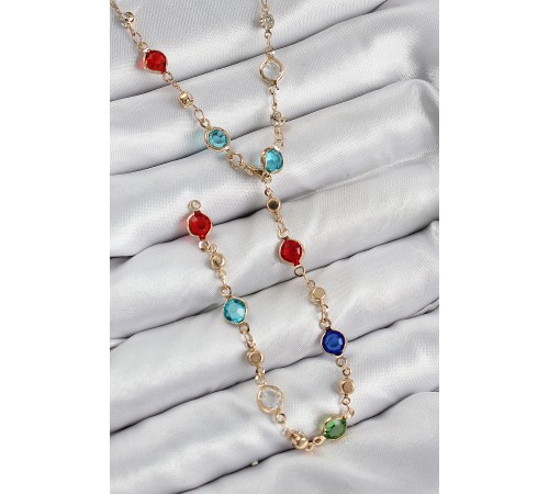 Pirinç Renkli Zirkon Taşlı Model Gold Renk Kadın Y Kolye - TJ-BKO10434