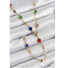 Pirinç Renkli Zirkon Taşlı Model Gold Renk Kadın Y Kolye - TJ-BKO10435