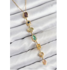 Pirinç Renkli Zirkon Taşlı Model Gold Renk Kadın Y Kolye - TJ-BKO10439