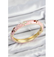 Mineli Pirinç Pembe Çiçek Motifli Gold Kadın Kelepçe - TJ-BB7632