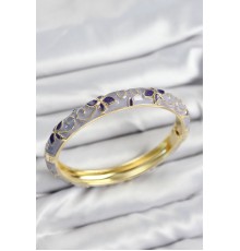 Mineli Pirinç Mor Çiçek Motifli Gold Kadın Kelepçe - TJ-BB7635