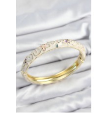 Mineli Pirinç Krem Çiçek Motifli Gold Kadın Kelepçe - TJ-BB7636