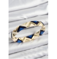 Pirinç Zikzak Desenli Lacivert Krem Siyah Gold Renk Lastikli Kadın Bileklik - TJ-BB7646