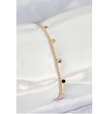 Pirinç Zirkon Taşlı Ezme Zincirli Sıralı Model Gold Renk Kadın Bilekilk - TJ-BB7655