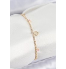 Pirinç Zirkon Taşlı Yonca Model Gold Renk Kadın Bilekilk - TJ-BB7656