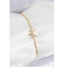 Pirinç Zirkon Taşlı Deniz Yıldızı Model Gold Renk Kadın Bilekilk - TJ-BB7657