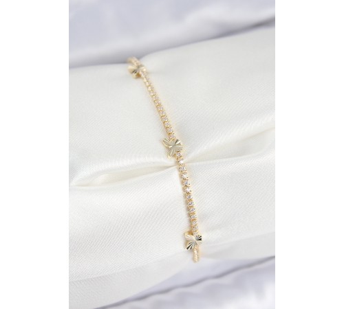 Pirinç Zirkon Taşlı Model Gold Renk Kadın Bilekilk - TJ-BB7658