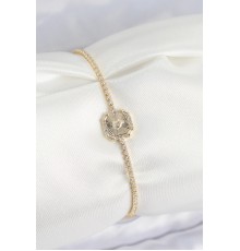 Pirinç Zirkon Taşlı Kare Model Gold Renk Kadın Bilekilk - TJ-BB7661