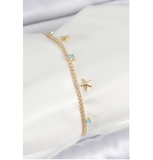 Pirinç Zirkon Taşlı Deniz Yıldızı Model Gold Renk Kadın Bilekilk - TJ-BB7662