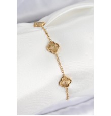 316L Çelik Gold Renk Yonca Kadın Bileklik - TJ-BB7675