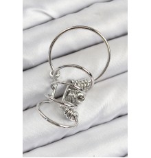 Pirinç Halkalı Model Gümüş Renk Kıkırdak Küpe - TJ-BKP11059