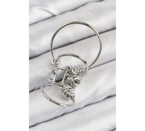 Pirinç Halkalı Model Gümüş Renk Kıkırdak Küpe - TJ-BKP11059