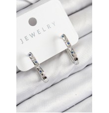 Pirinç Zirkon Taşlı Çiçek Desenli Model Gümüş Renk Kadın Küpe - TJ-BKP11061