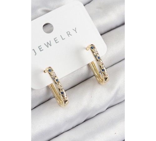 Pirinç Zirkon Taşlı Çiçek Desenli Model Gold Renk Kadın Küpe - TJ-BKP11062