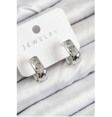 Pirinç Zirkon Taşlı Ay Desenli Model Gümüş Renk Kadın Küpe - TJ-BKP11063