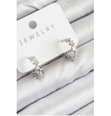 Pirinç Zirkon Taşlı Yıldız Model Gümüş Renk Kadın Küpe - TJ-BKP11065