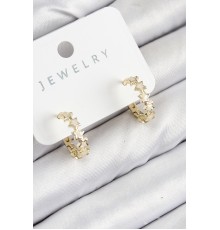 Pirinç Zirkon Taşlı Yıldız Model Gold Renk Kadın Küpe - TJ-BKP11066
