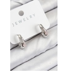 Pirinç Zirkon Taş Desenli Model Gümüş Renk Kadın Küpe - TJ-BKP11067