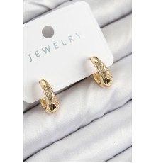 Pirinç Zirkon Taş Desenli Model Gold Renk Kadın Küpe - TJ-BKP11068