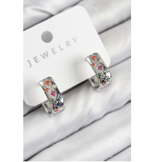 Pirinç Zirkon Taşlı Yıldız Desen Model Gümüş Renk Kadın Küpe - TJ-BKP11069