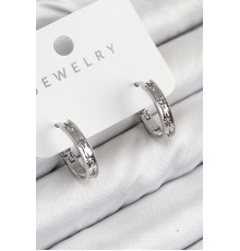 Pirinç Zirkon Taşlı Halka Model Gümüş Renk Kadın Küpe - TJ-BKP11071