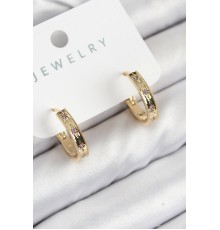 Pirinç Zirkon Taşlı Halka Model Gold Renk Kadın Küpe - TJ-BKP11072