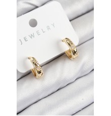 Pirinç Zirkon Taşlı Halka Model Gold Renk Kadın Küpe - TJ-BKP11075